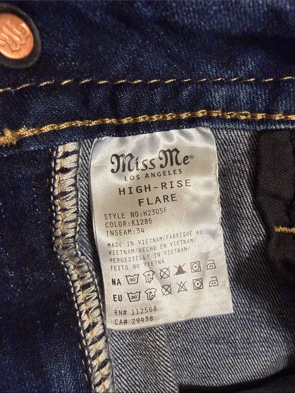 Miss Me Blue Washed Flare Jeans with Star Stripe Print - Picture 8 of 13